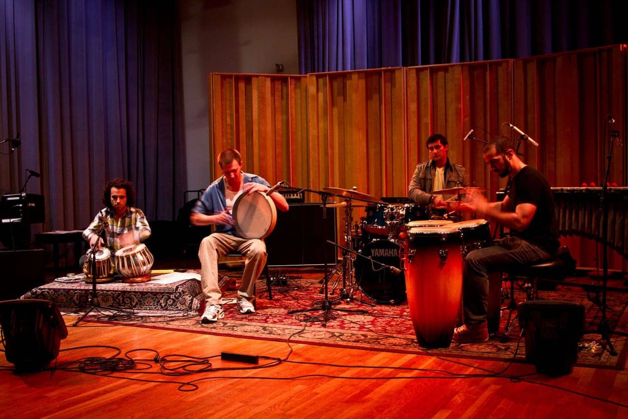 Percussion ensemble on stage
