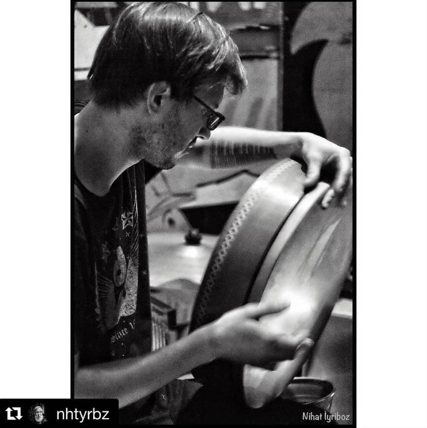 Percussionist mid-performance